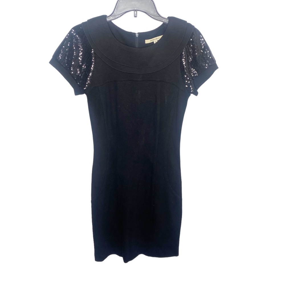 Monica Ricci black cocktail dress sequin sleeves size small